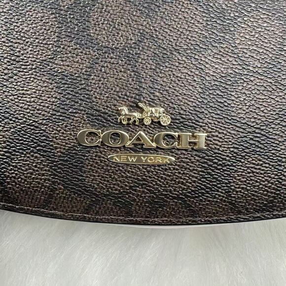 Coach Andrea Shoulder Bag In Signature Canvas CV973 Gold/Walnut/Black NWT - Picture 9 of 10